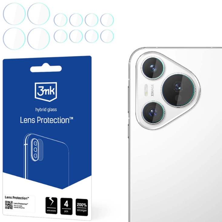 Αντιχαρακτικό Υβριδικό Προστατευτικό Γυαλί για Φακό Κάμερας – Huawei Pura 70 Pro / Pura 70 Pro Plus – 3MK Hybrid Glass Camera Protector – 4 Τεμάχια (5903108569613)