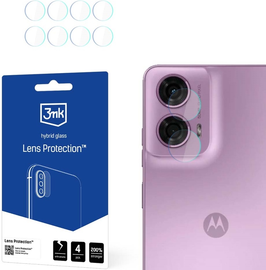 Αντιχαρακτικό Υβριδικό Προστατευτικό Γυαλί για Φακό Κάμερας - Motorola Moto G24 Power - 3MK Hybrid Glass Camera Protector - 4 Τεμάχια 