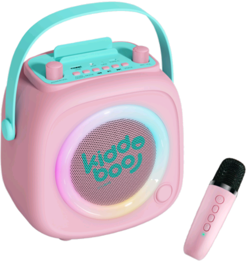 Ασύρματο Ηχείο Bluetooth Kiddoboo KidsVoice BT Speaker & Mic για Karaoke με Μικρόφωνο / Βάση Στήριξης Smartphone & RGB Φωτισμό - Pink
