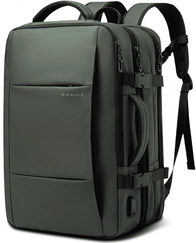 Bange 1908 Business Travel Backpack - Ανθεκτικό Επεκτάσιμο Σακίδιο / Τσάντα Πλάτης & Μεταφοράς Laptop έως 17.3" - 26L έως 45L - Green