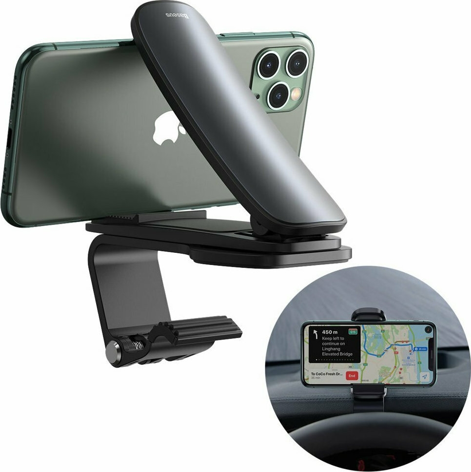 Baseus Big Mouth Pro Car Mount - Βάση Στήριξης για Ταμπλό Αυτοκινήτου με Κλιπ για Κινητά 4.7"- 6.5" - Black