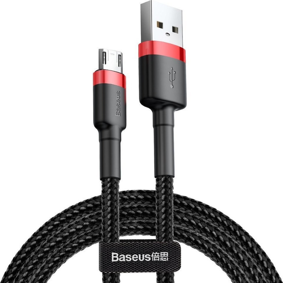 Baseus Καλώδιο Φόρτισης και Μεταφοράς Δεδομένων USB σε MicroUSB 200cm - Red / Black