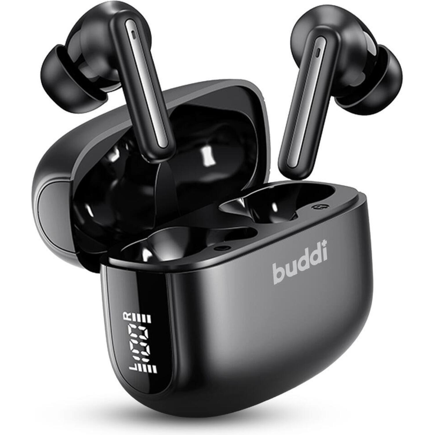 Bluetooth Ακουστικά Buddi Pulse True Wireless Headset Ασύρματα με Θήκη Φόρτισης & Τεχνολογία ANC Ακύρωσης Θορύβου 5 Έτη Εγγύηση Black 