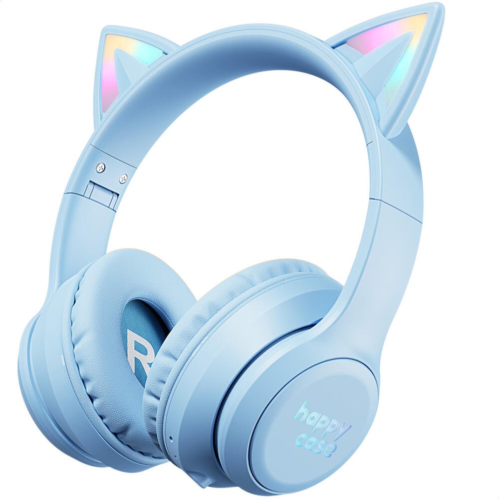Bluetooth Ακουστικά HappyCase Popz Ασύρματα / Ενσύρματα Κεφαλής για Παιδιά με Ασφαλή Μέγιστη Ένταση Ήχου & LED Φωτισμό Blue