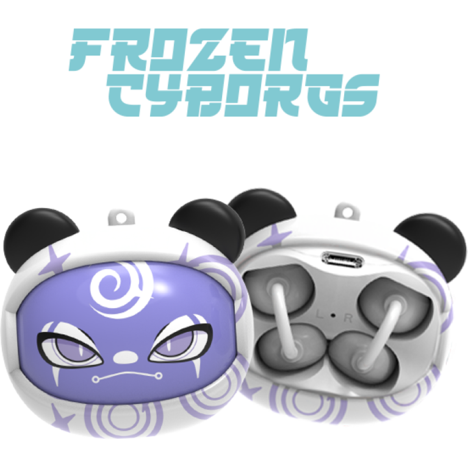 Bluetooth Ακουστικά Kiddoboo GOAT Earbuds Frozen Cyborgs Ασύρματα για Παιδιά με Θήκη Φόρτισης που Αλλάζει Φάτσα Purple