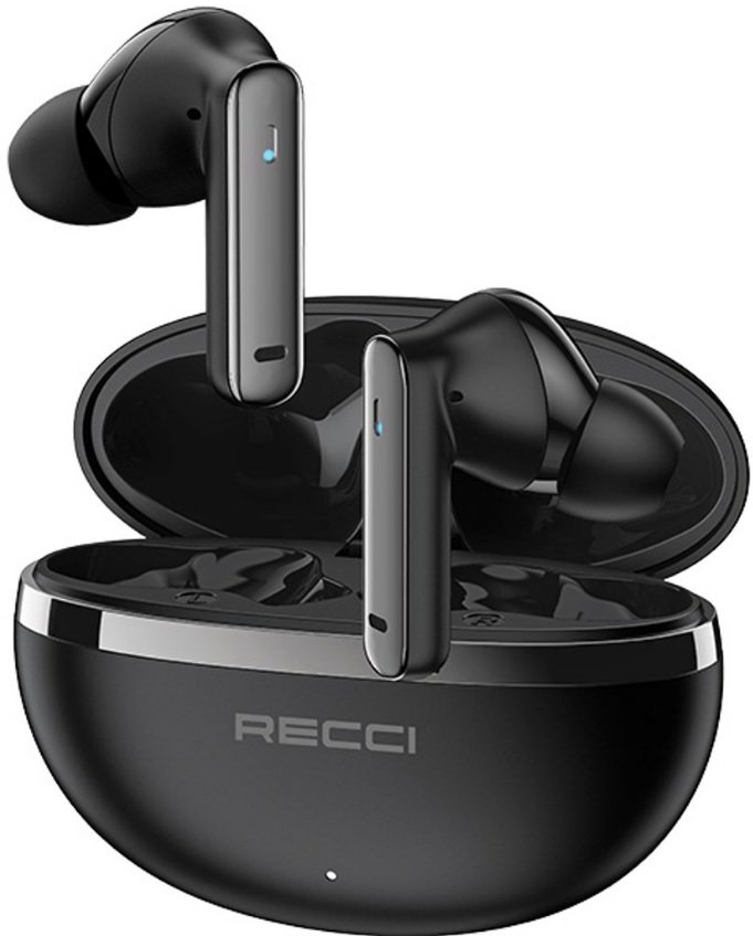 Bluetooth Ακουστικά Recci REP-W88 TWS Ασύρματα με Θήκη Φόρτισης & Τεχνολογία ANC Ακύρωσης Θορύβου Black