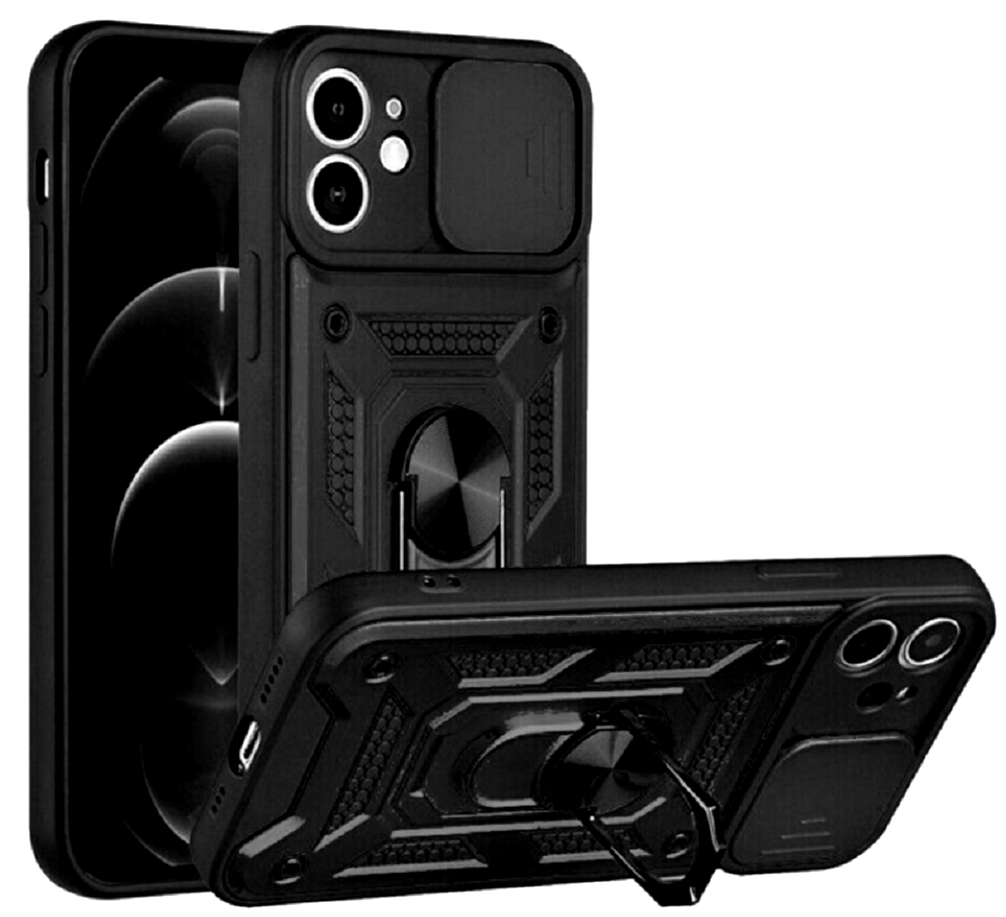 Bodycell Armor Slide - Ανθεκτική Θήκη Apple iPhone 11 με Κάλυμμα για την Κάμερα & Μεταλλικό Ring Holder - Black (5206015003004)