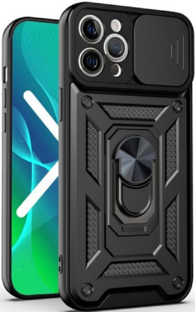 Bodycell Armor Slide - Ανθεκτική Θήκη Apple iPhone 11 Pro Max με Κάλυμμα για την Κάμερα & Μεταλλικό Ring Holder - Black (5206015003141)