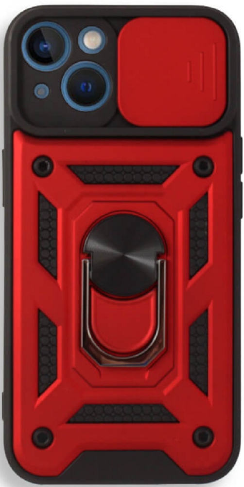 Bodycell Armor Slide - Ανθεκτική Θήκη Apple iPhone 13 mini με Κάλυμμα για την Κάμερα & Μεταλλικό Ring Holder - Red