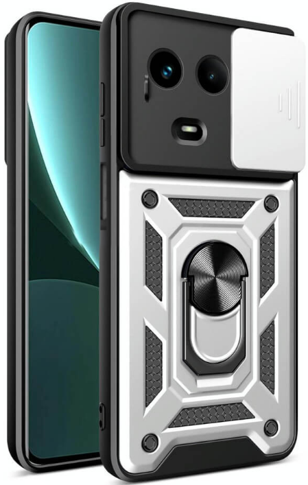 Bodycell Armor Slide - Ανθεκτική Θήκη Realme 11 5G / 11x με Κάλυμμα για την Κάμερα & Μεταλλικό Ring Holder - Silver (5206015072611)