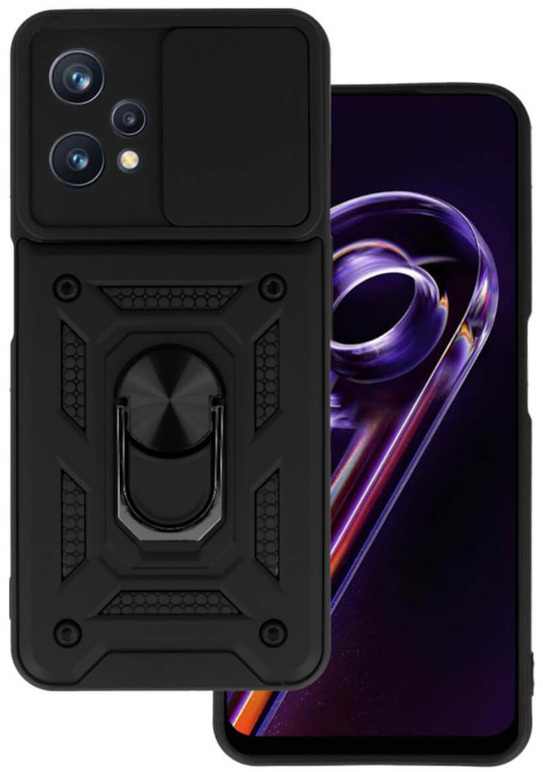 Bodycell Armor Slide - Ανθεκτική Θήκη Realme 9 4G / 9 Pro Plus με Κάλυμμα για την Κάμερα & Μεταλλικό Ring Holder - Black (5206015009747)
