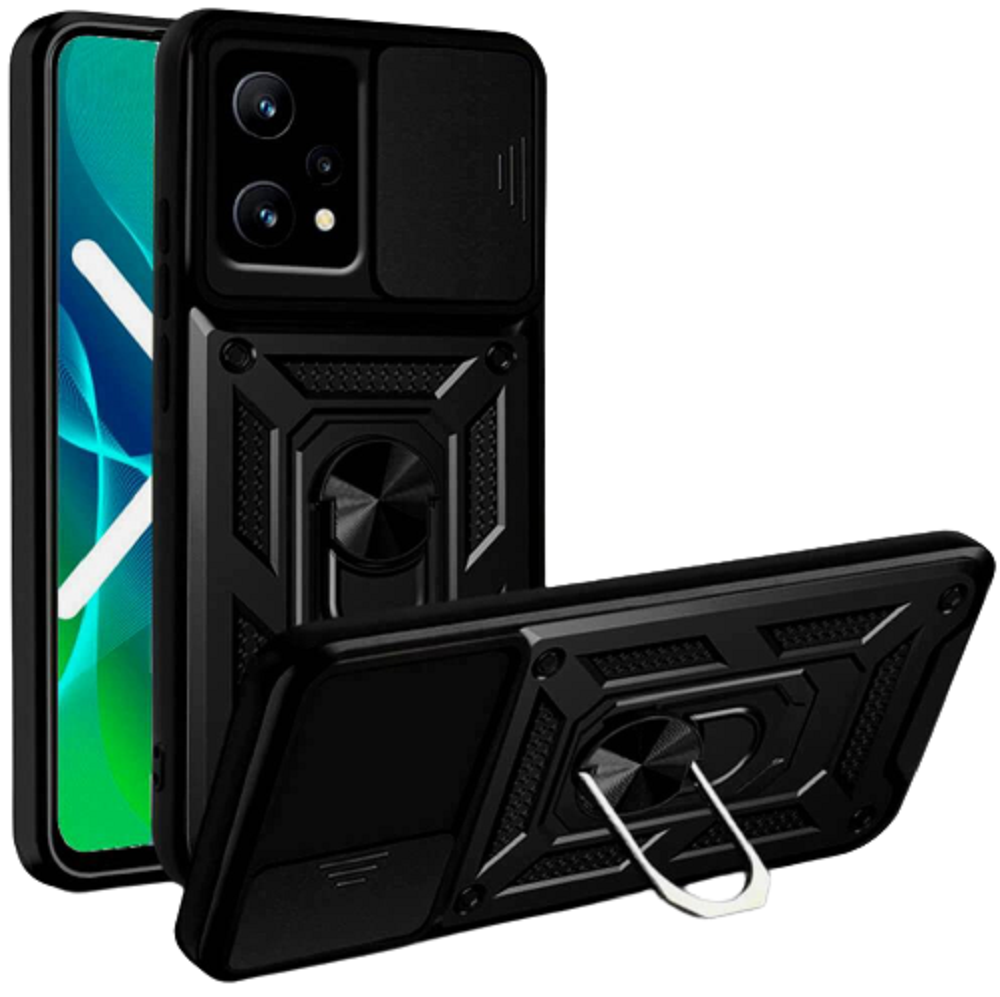 Bodycell Armor Slide - Ανθεκτική Θήκη Realme 9 5G / 9 Pro με Κάλυμμα για την Κάμερα & Μεταλλικό Ring Holder - Black