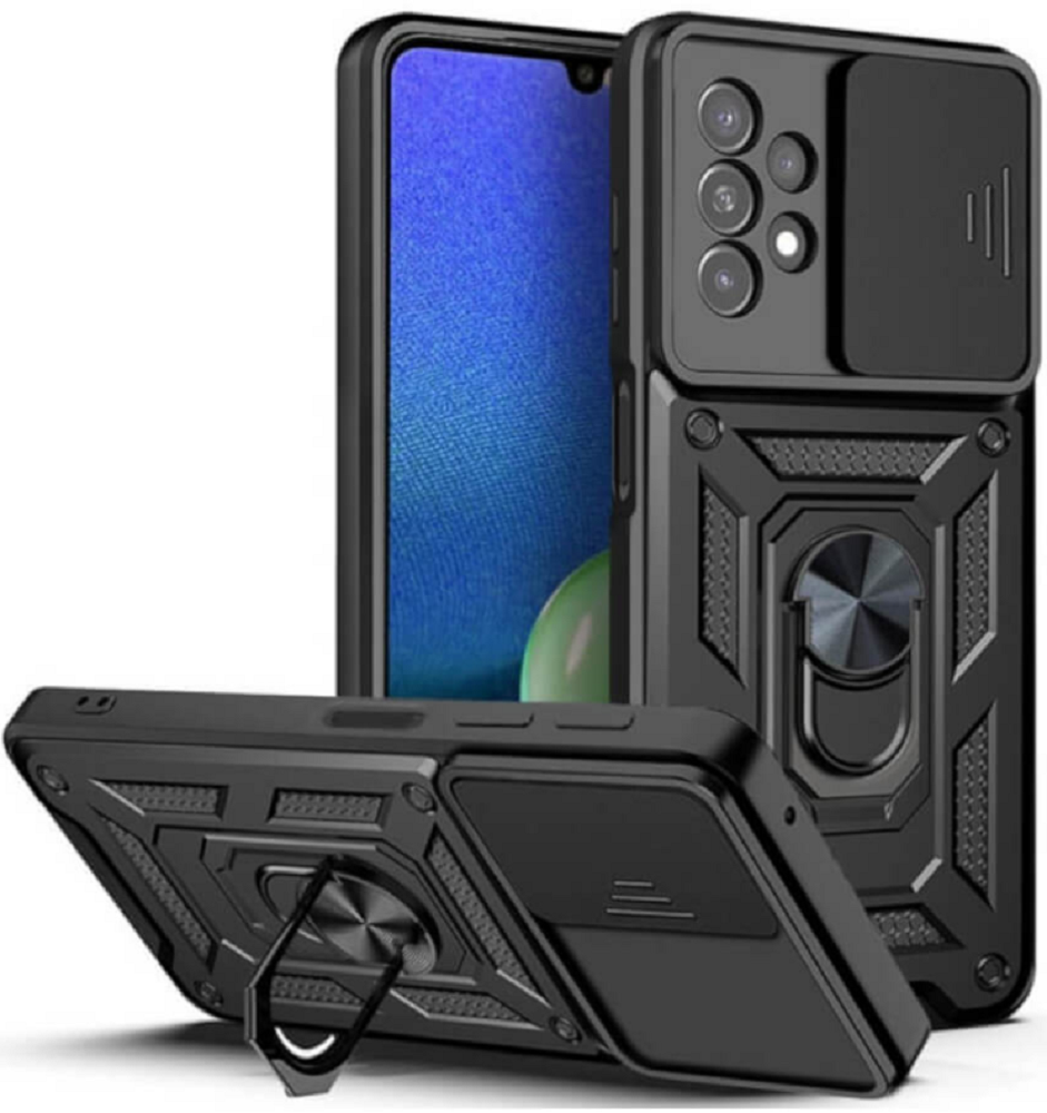 Bodycell Armor Slide - Ανθεκτική Θήκη Samsung Galaxy A13 4G με Κάλυμμα για την Κάμερα & Μεταλλικό Ring Holder - Black