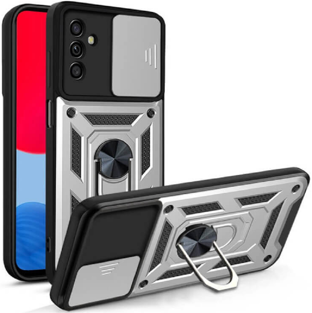 Bodycell Armor Slide - Ανθεκτική Θήκη Samsung Galaxy A13 5G με Κάλυμμα για την Κάμερα & Μεταλλικό Ring Holder - Silver (5206015019142)
