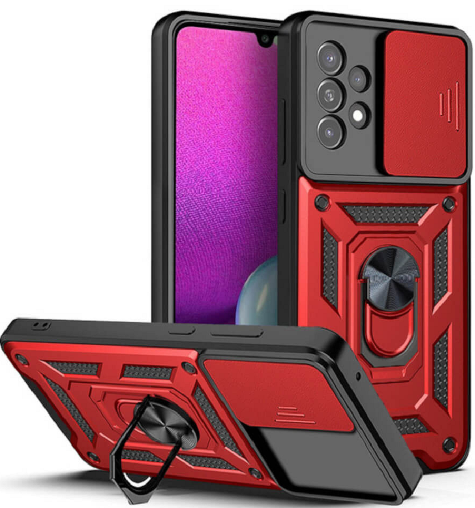 Bodycell Armor Slide - Ανθεκτική Θήκη Samsung Galaxy A23 με Κάλυμμα για την Κάμερα & Μεταλλικό Ring Holder - Red