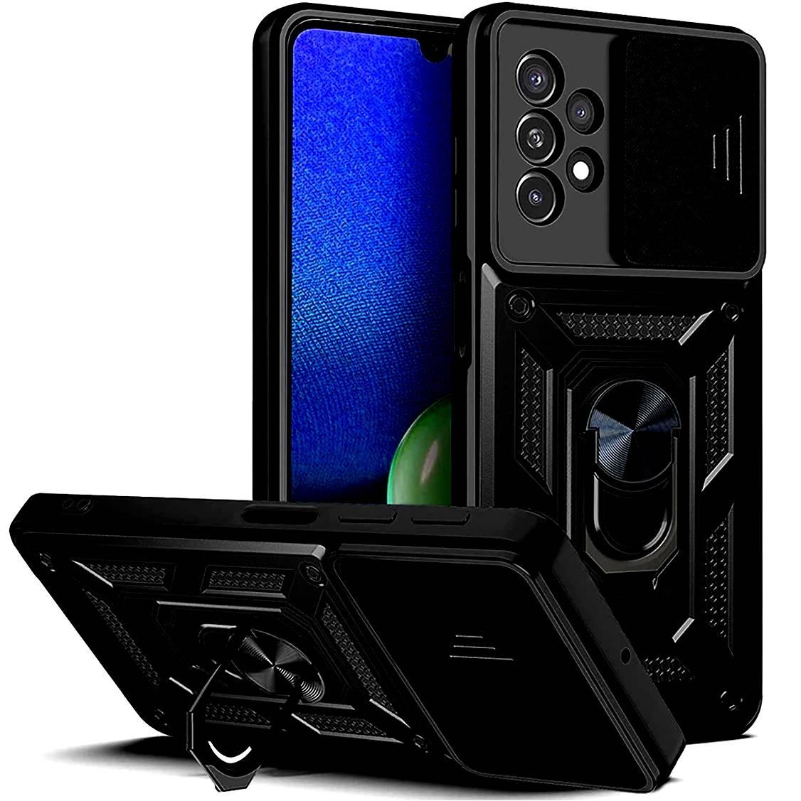 Bodycell Armor Slide - Ανθεκτική Θήκη Samsung Galaxy A23 με Κάλυμμα για την Κάμερα & Μεταλλικό Ring Holder - Black (5206015010613)
