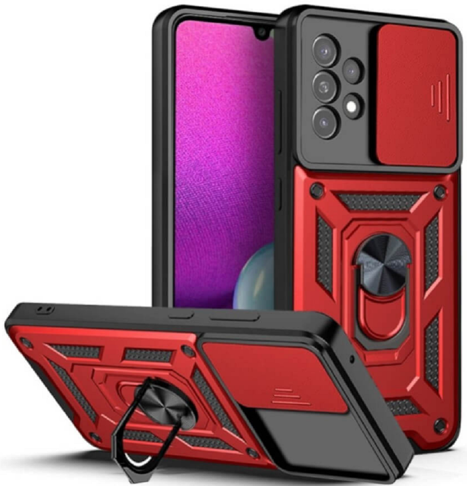Bodycell Armor Slide - Ανθεκτική Θήκη Samsung Galaxy A33 5G με Κάλυμμα για την Κάμερα & Μεταλλικό Ring Holder - Red (5206015014338)