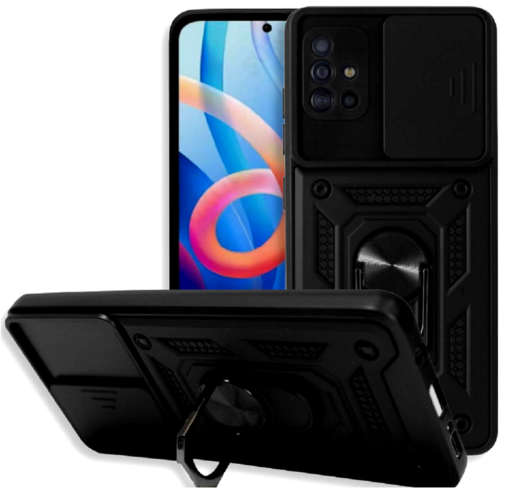 Bodycell Armor Slide - Ανθεκτική Θήκη Samsung Galaxy A51 με Κάλυμμα για την Κάμερα & Μεταλλικό Ring Holder - Black (5206015010705)