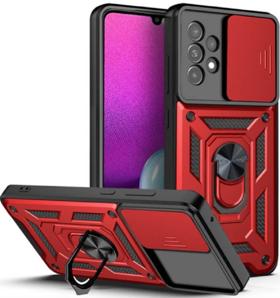 Bodycell Armor Slide - Ανθεκτική ΘήκηSamsung Galaxy A53 5G με Κάλυμμα για την Κάμερα & Μεταλλικό Ring Holder - Red
