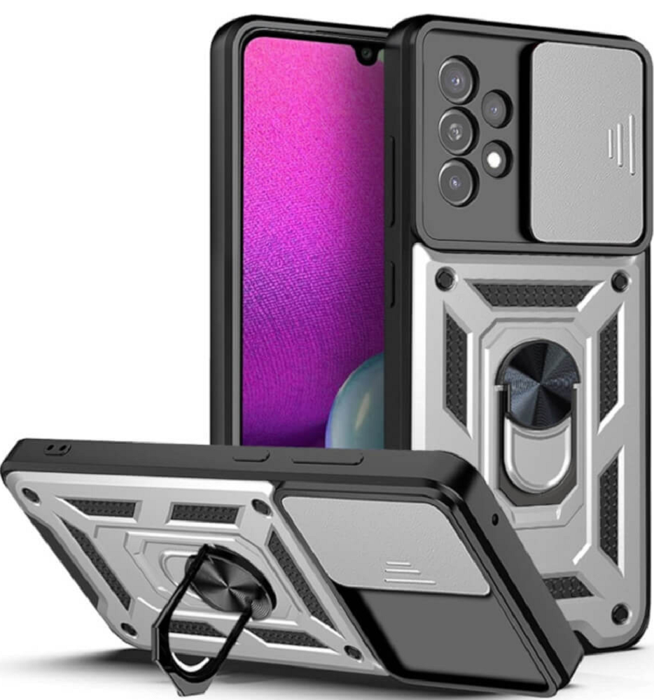 Bodycell Armor Slide - Ανθεκτική Θήκη Samsung Galaxy A53 5G με Κάλυμμα για την Κάμερα & Μεταλλικό Ring Holder - Silver