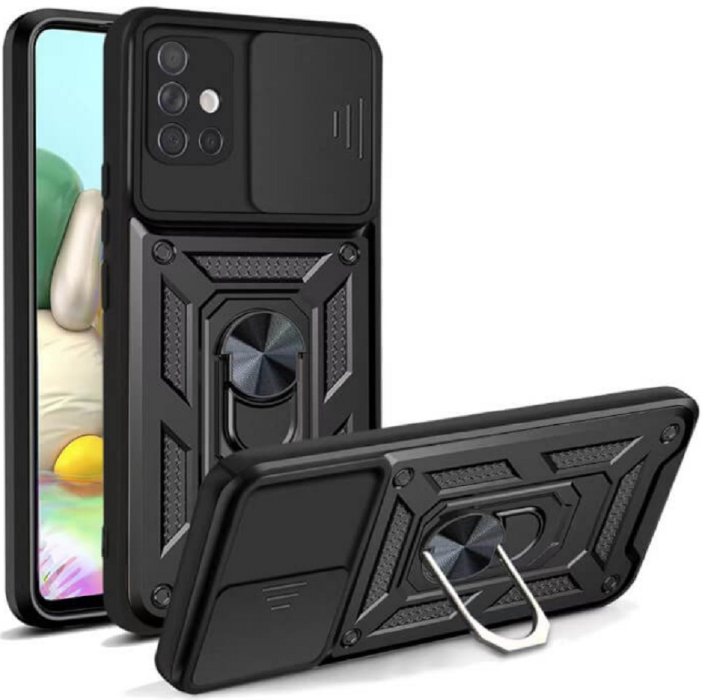 Bodycell Armor Slide - Ανθεκτική Θήκη Samsung Galaxy A71 με Κάλυμμα για την Κάμερα & Μεταλλικό Ring Holder - Black (5206015004759)
