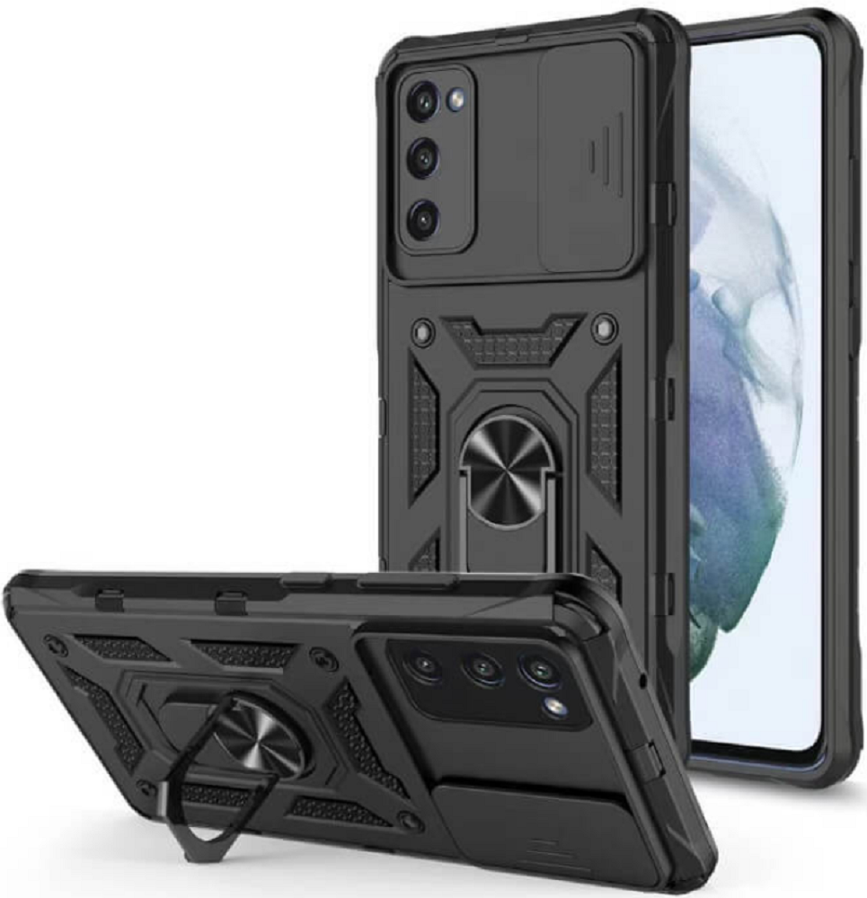 Bodycell Armor Slide - Ανθεκτική Θήκη Samsung Galaxy A03s με Κάλυμμα για την Κάμερα & Μεταλλικό Ring Holder - Black