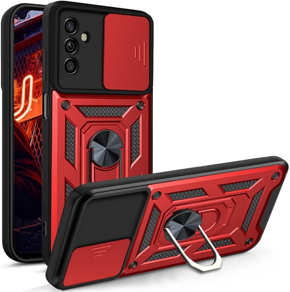 Bodycell Armor Slide - Ανθεκτική Θήκη Samsung Galaxy A05s με Κάλυμμα για την Κάμερα & Μεταλλικό Ring Holder - Red 