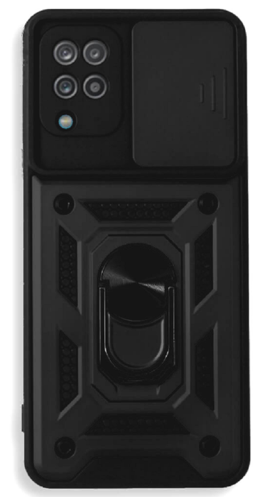 Bodycell Armor Slide - Ανθεκτική Θήκη Samsung Galaxy A12 με Κάλυμμα για την Κάμερα & Μεταλλικό Ring Holder - Black