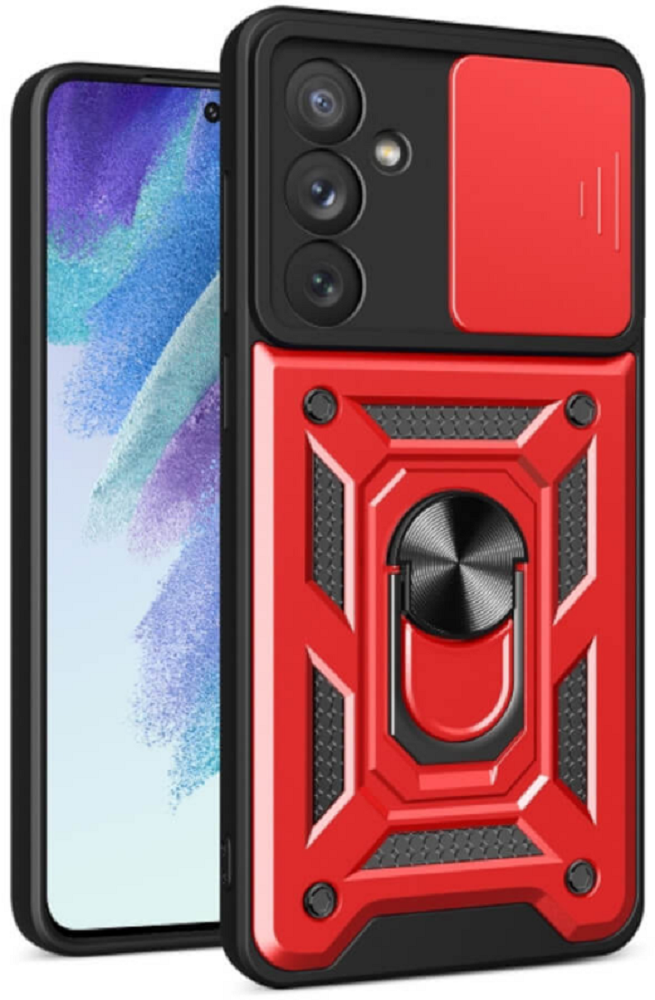 Bodycell Armor Slide - Ανθεκτική Θήκη Samsung Galaxy A14 με Κάλυμμα για την Κάμερα & Μεταλλικό Ring Holder - Red (5206015018725)