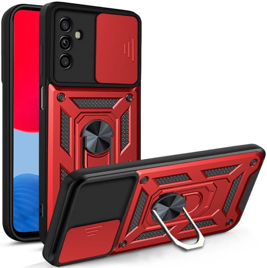 Bodycell Armor Slide - Ανθεκτική Θήκη Samsung Galaxy A25 με Κάλυμμα για την Κάμερα & Μεταλλικό Ring Holder - Red (5206015072314)
