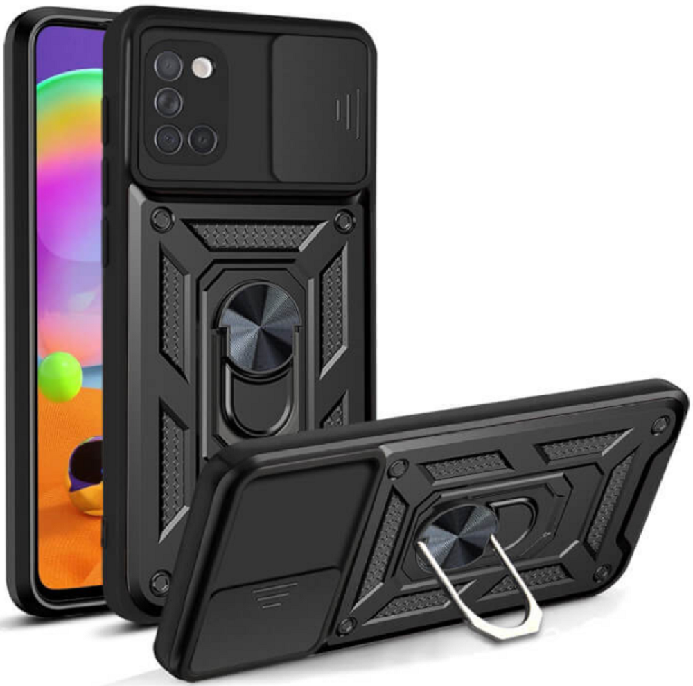 Bodycell Armor Slide - Ανθεκτική Θήκη Samsung Galaxy A31 με Κάλυμμα για την Κάμερα & Μεταλλικό Ring Holder - Black