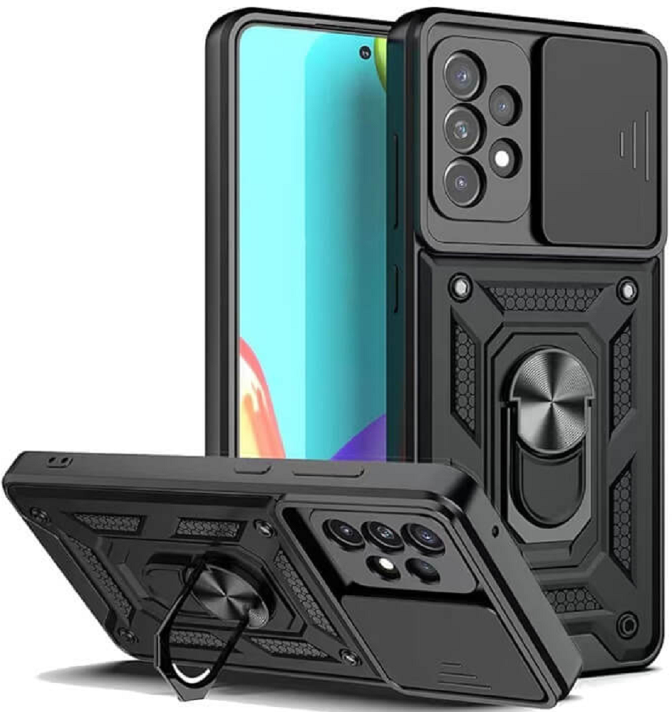 Bodycell Armor Slide - Ανθεκτική Θήκη Samsung Galaxy A32 4G με Κάλυμμα για την Κάμερα & Μεταλλικό Ring Holder - Black