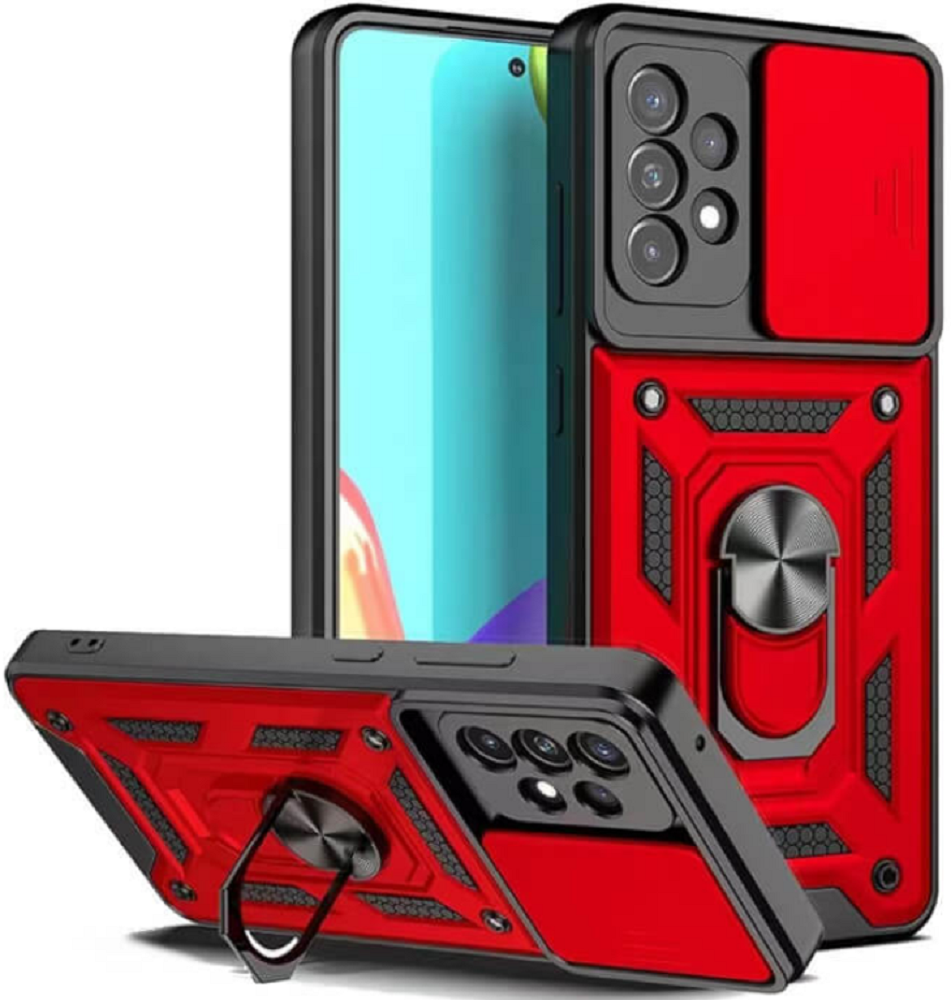 Bodycell Armor Slide - Ανθεκτική Θήκη Samsung Galaxy A32 4G με Κάλυμμα για την Κάμερα & Μεταλλικό Ring Holder - Red (5206015004629)