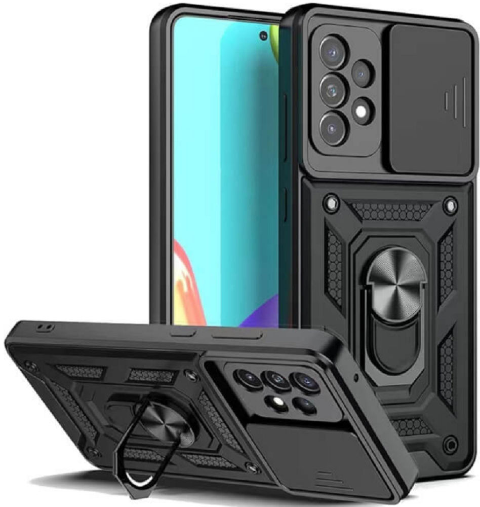 Bodycell Armor Slide - Ανθεκτική Θήκη Samsung Galaxy A32 5G με Κάλυμμα για την Κάμερα & Μεταλλικό Ring Holder - Black