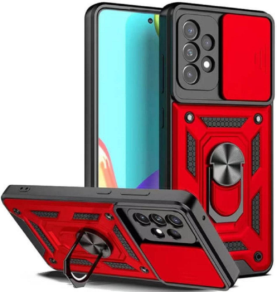 Bodycell Armor Slide - Ανθεκτική Θήκη Samsung Galaxy A32 5G με Κάλυμμα για την Κάμερα & Μεταλλικό Ring Holder - Red