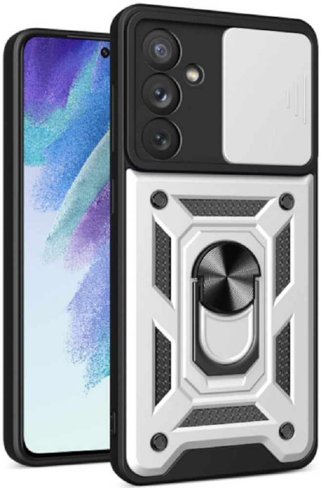 Bodycell Armor Slide - Ανθεκτική Θήκη Samsung Galaxy A34 με Κάλυμμα για την Κάμερα & Μεταλλικό Ring Holder - Silver