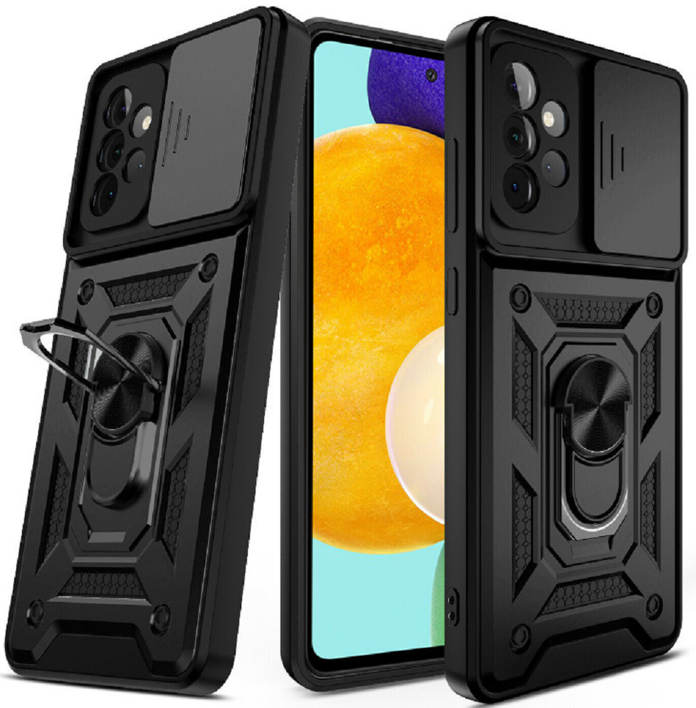 Bodycell Armor Slide - Ανθεκτική Θήκη Samsung Galaxy A52 / A52s 5G με Κάλυμμα για την Κάμερα & Μεταλλικό Ring Holder - Black