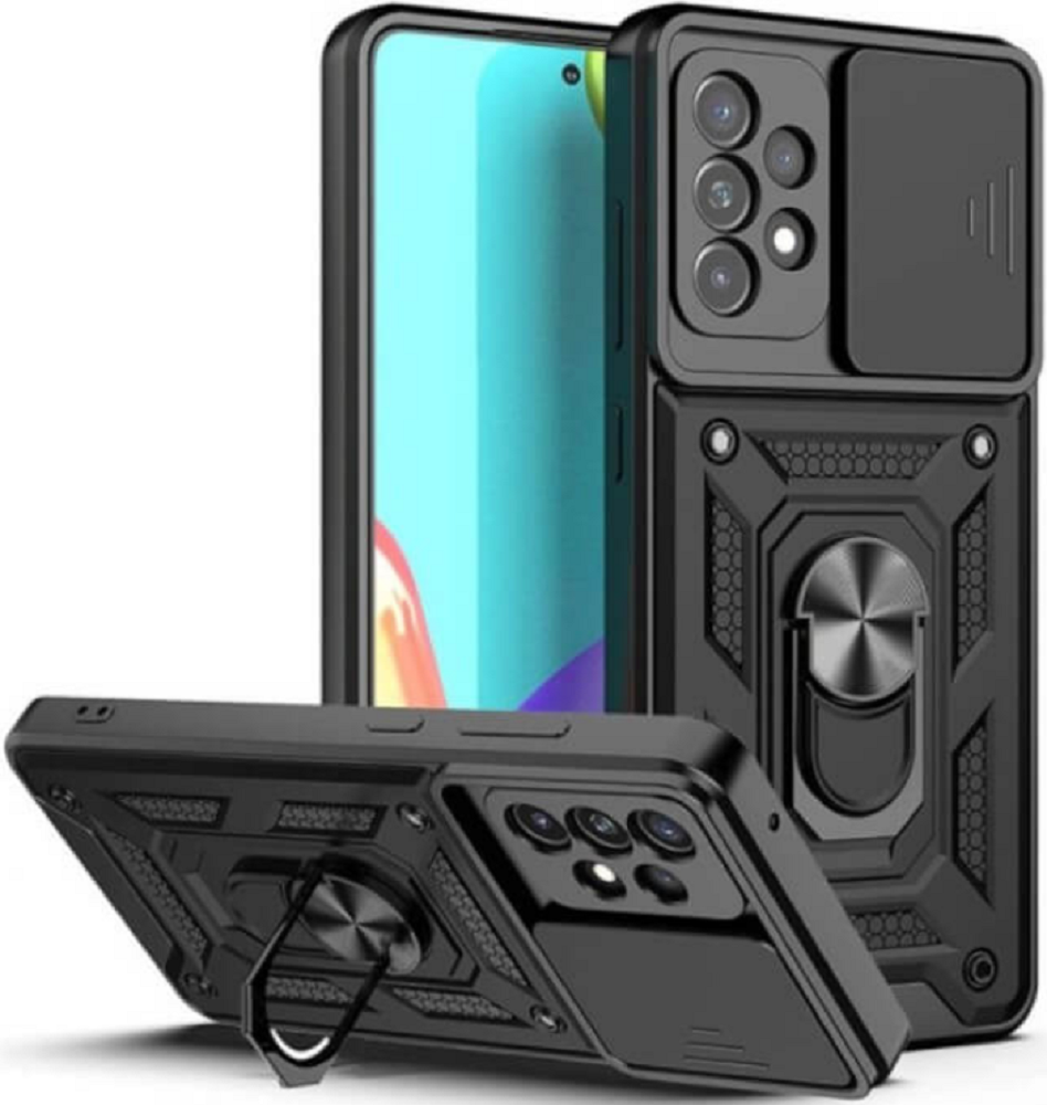 Bodycell Armor Slide - Ανθεκτική Θήκη Samsung Galaxy A72 με Κάλυμμα για την Κάμερα & Μεταλλικό Ring Holder - Black