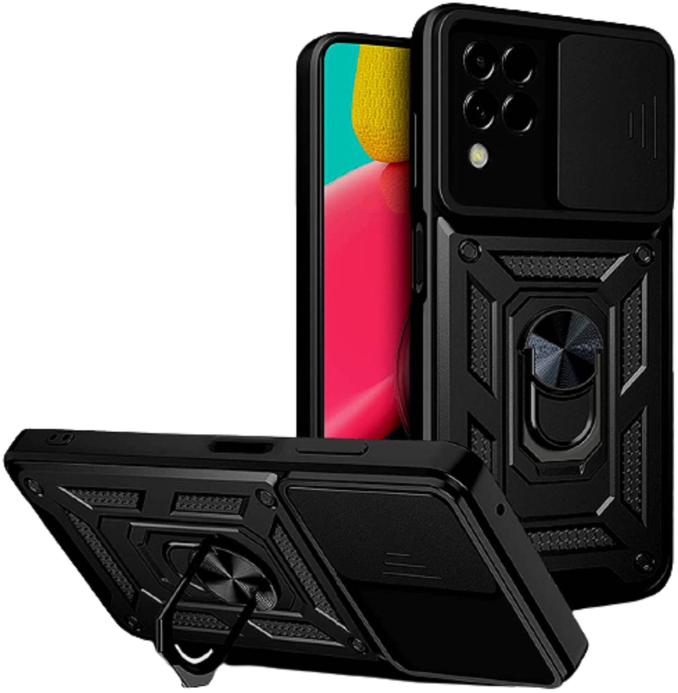 Bodycell Armor Slide - Ανθεκτική Θήκη Samsung Galaxy M33 με Κάλυμμα για την Κάμερα & Μεταλλικό Ring Holder - Black
