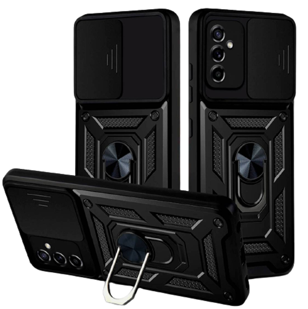 Bodycell Armor Slide - Ανθεκτική Θήκη Samsung Galaxy M52 5G με Κάλυμμα για την Κάμερα & Μεταλλικό Ring Holder - Black (5206015010729)
