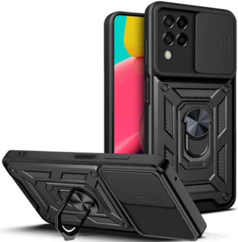 Bodycell Armor Slide - Ανθεκτική Θήκη Samsung Galaxy M53 με Κάλυμμα για την Κάμερα & Μεταλλικό Ring Holder - Black