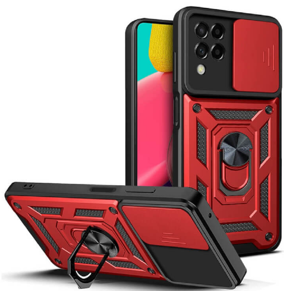 Bodycell Armor Slide - Ανθεκτική Θήκη Samsung Galaxy A53 με Κάλυμμα για την Κάμερα & Μεταλλικό Ring Holder - Red
