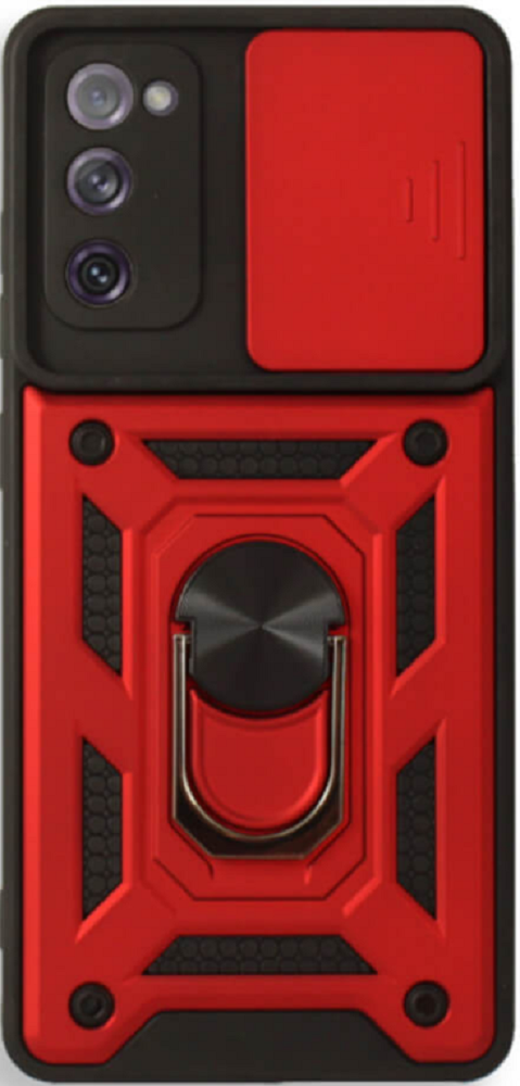 Bodycell Armor Slide - Ανθεκτική Θήκη Samsung Galaxy S20 FE με Κάλυμμα για την Κάμερα & Μεταλλικό Ring Holder - Red