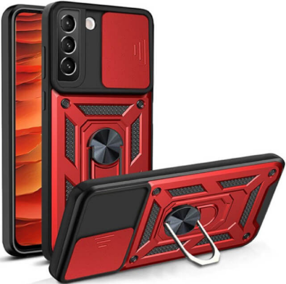 Bodycell Armor Slide - Ανθεκτική Θήκη Samsung Galaxy S21 Plus 5G με Κάλυμμα για την Κάμερα & Μεταλλικό Ring Holder - Red