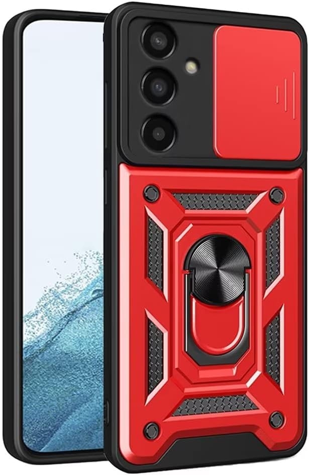 Bodycell Armor Slide - Ανθεκτική Θήκη Samsung Galaxy S23 FE με Κάλυμμα για την Κάμερα & Μεταλλικό Ring Holder - Red (5206015072277)