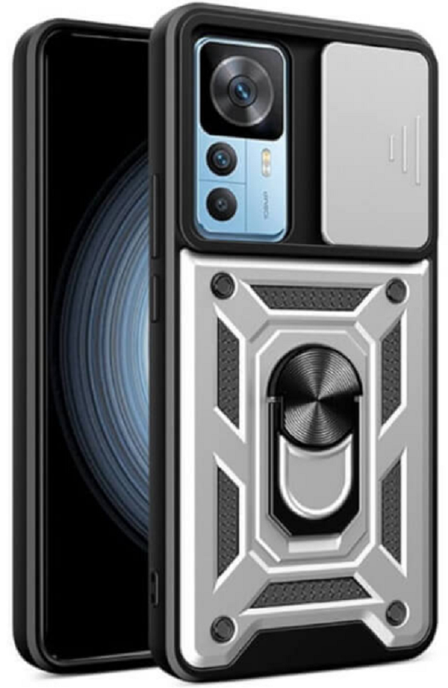 Bodycell Armor Slide - Ανθεκτική Θήκη Xiaomi 12T / 12T Pro με Κάλυμμα για την Κάμερα & Μεταλλικό Ring Holder - Silver (5206015018923)