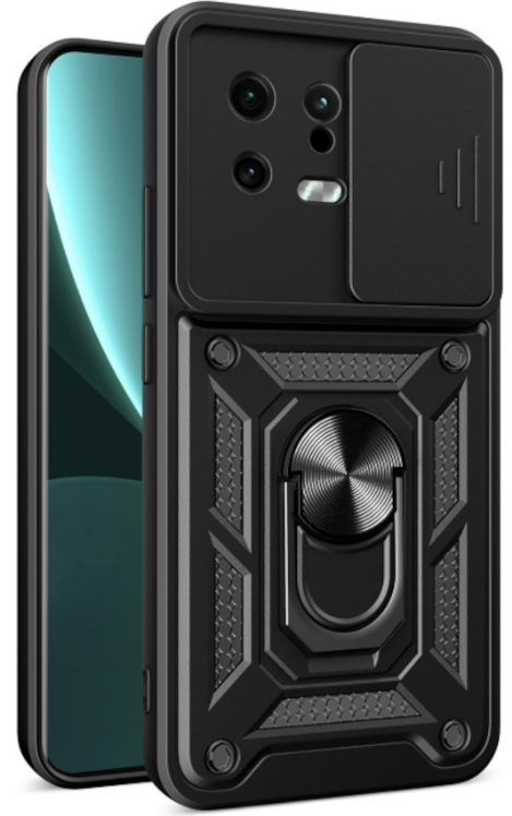 Bodycell Armor Slide - Ανθεκτική Θήκη Xiaomi 13 με Κάλυμμα για την Κάμερα & Μεταλλικό Ring Holder - Black 