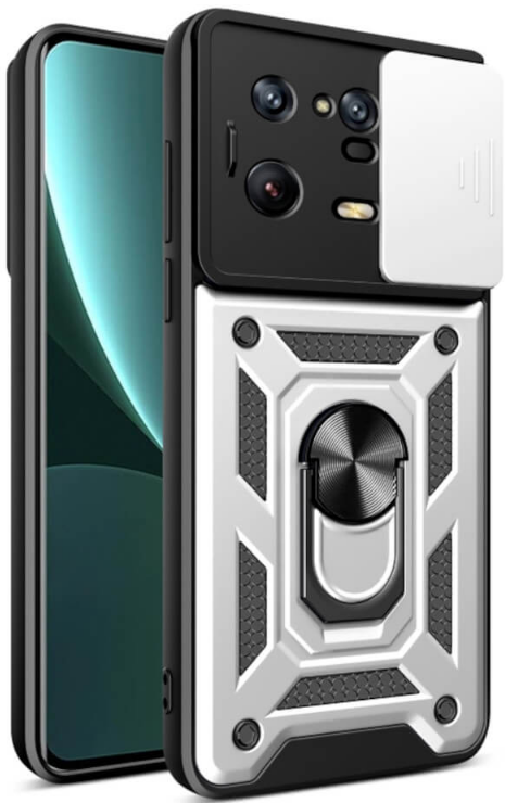 Bodycell Armor Slide - Ανθεκτική Θήκη Xiaomi 13 Pro με Κάλυμμα για την Κάμερα & Μεταλλικό Ring Holder - Silver