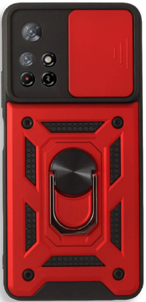 Bodycell Armor Slide - Ανθεκτική Θήκη Xiaomi Poco M4 Pro 5G / Redmi Note 11S 5G / Redmi Note 11T 5G με Κάλυμμα για την Κάμερα & Μεταλλικό Ring Holder - Red