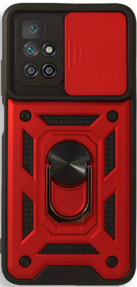 Bodycell Armor Slide - Ανθεκτική Θήκη Xiaomi Redmi 10 / Redmi 10 2022 με Κάλυμμα για την Κάμερα & Μεταλλικό Ring Holder - Red